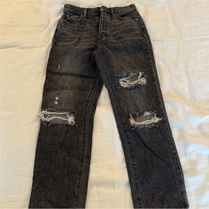BDG Slim Straight Black Distressed Relaxed Jeans Size 27